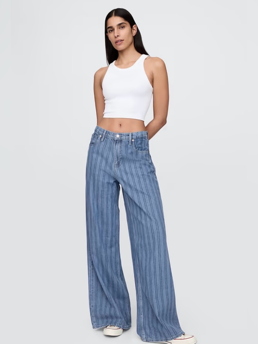 Gap Women’s Baggy Mid Rise Jeans Wide Leg Size 10 / 30 R Blue Ultrasoft Denim
